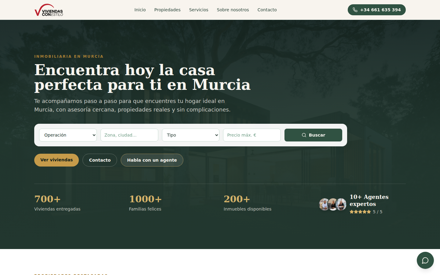 Página web de Viviendas con Estilo, inmobiliaria en Murcia